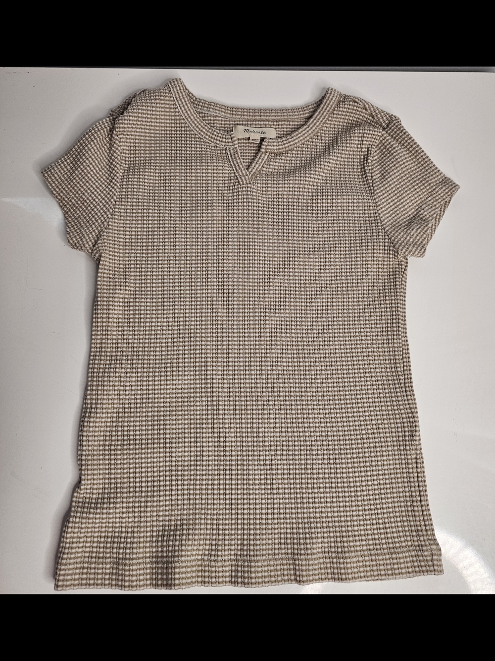 Madewell Womens XXS Beige Waffle-Knit T Shirt